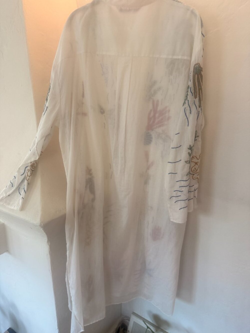 Zara Sea Motif Beach Embroidered Tunic Dress Cover-up Size Large Womens - Picture 6 of 8